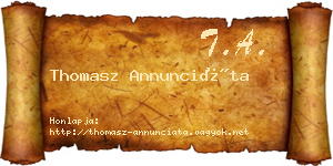 Thomasz Annunciáta névjegykártya